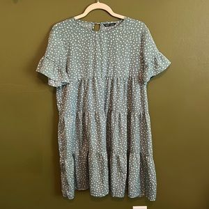 SHEIN size Small light teal polka dot flowy dress